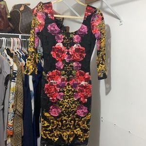Form fitting Multicolor lace flower dress